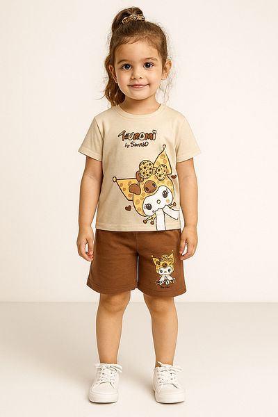 Uğur bebe Kuromi Leopard Girl's 100% Cotton Summer Set of Two Licensed Design