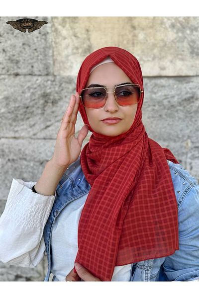ALDAİR Checkered Chiffon Shawl Krl0908