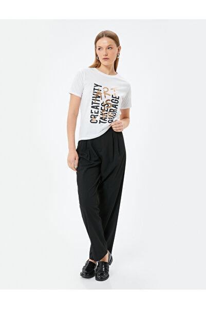 Koton تي شيرت نسائي أبيض مطبوع