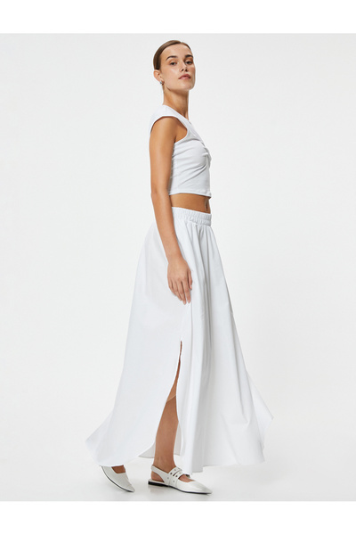 Koton Beige Women's Maxi Flary Skirt