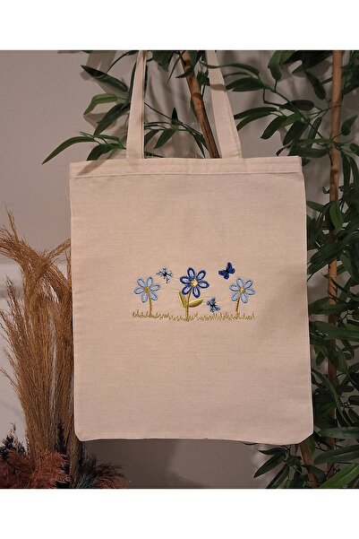 NGR HOME NAKIŞLI BEZ ÇANTA ALIŞVERİŞ ÇANTASI