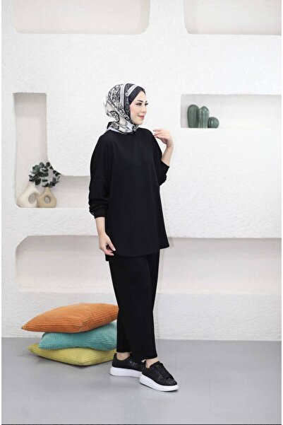 Suede Style 5357 - Κομψό άνετο πλεκτό σετ γυναικείο φαρδύ κοστούμι από μονόκλ...