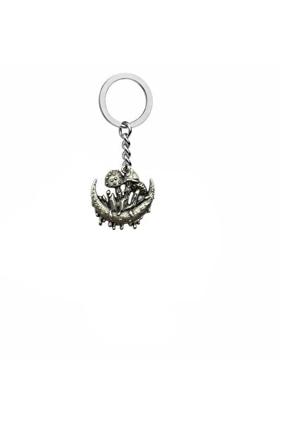 Herşey Nota Unisex Keychain with Mushroom Figure on the Moon – Zamak Metal Nature and Fantastic Themed Bag Ornament