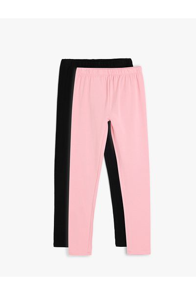 Koton Pink Girl's 2 Pack Basic Leggings Set