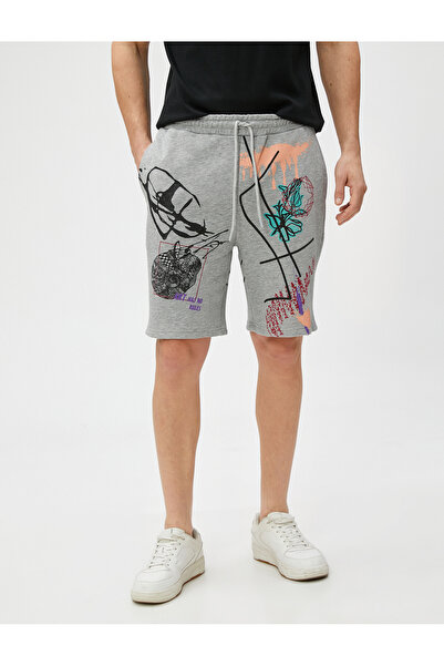 Koton Printed Shorts Drawstring Slim Fit Pocket Detailed