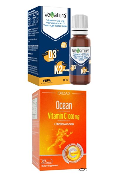 VeNatura Vitamin D3 K2 Damla 20 Ml + Ocean Vitamin C 1000mg 30 Tablet
