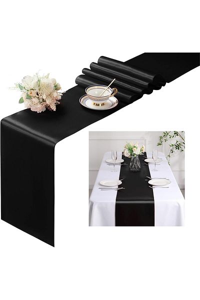 Deko Dekor 30X180 Cotton Black Satin Runner American Service