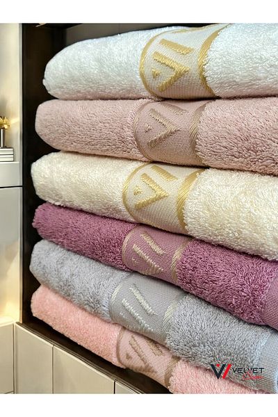 jn junenext Antibacterial & Highly Absorbent Set of 6 Bamboo Hand and Face Towels - 50X90 cm V Pattern