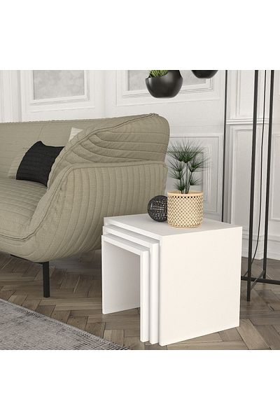 UnicUtil UnicUtil Multifunctional 3-Piece Coffee Table, 45 x 35 x 39 cm, White