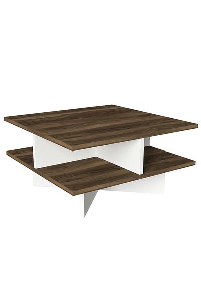 UnicUtil 2-tier coffee table, UnicUtil, 60x60x32.6 cm, White Brown