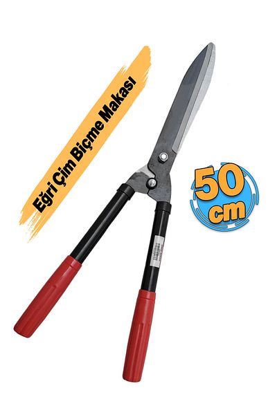 Badem10 Plastic Handle Curve Grass Pruning Shears Bush Grass Mower Cutting Scissors 50cm Sharp Metal Blade 1Pcs