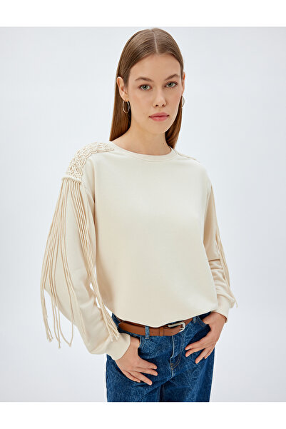 Koton سويت شيرت نسائي بيج مع هامش