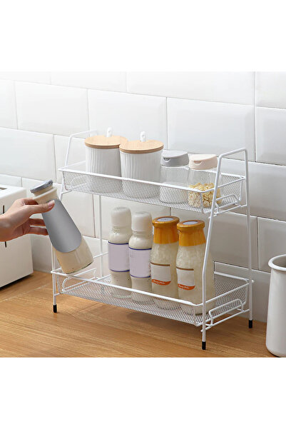awwaline Suport organizator multifuncțional cu 2 niveluri, Awwaline, alb, met...
