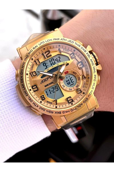 Joefox Steel Cord Digital and Analog 2 Year Guarantee 3 Atm Water Resistant Men Wristwatch Joe2.Lc07