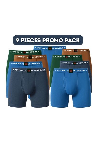 essentialneedsforall 9-piece Promo Pack Boxer Shorts for men – 95% Cotton, 5% Elastane