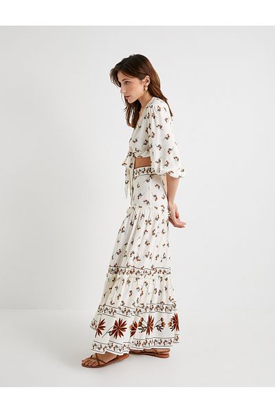 Koton High Rise Floral Long Skirt