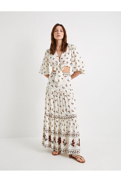 Koton High Rise Floral Long Skirt