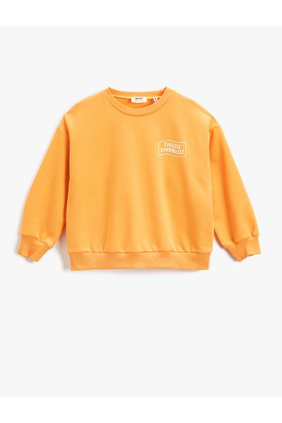 Koton Basic Sweatshirt Printed Detail Long Sleeve Crew Neck
