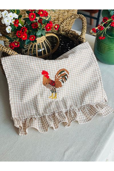 HOME OF BLOSSOM Embroidered Linen Kitchen Cover / Cloth / Oven Cover