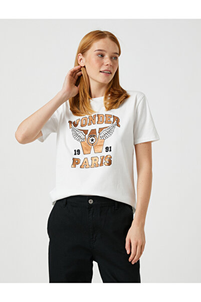 Koton تي شيرت قطني مطبوع معدني