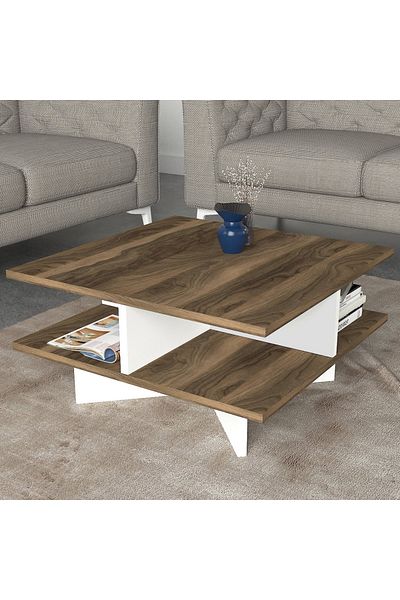UnicUtil 2-tier coffee table, UnicUtil, 60x60x32.6 cm, White Brown