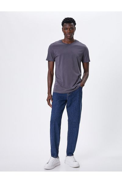 Koton Gray Men's Basic Slim Fit T-Shirt