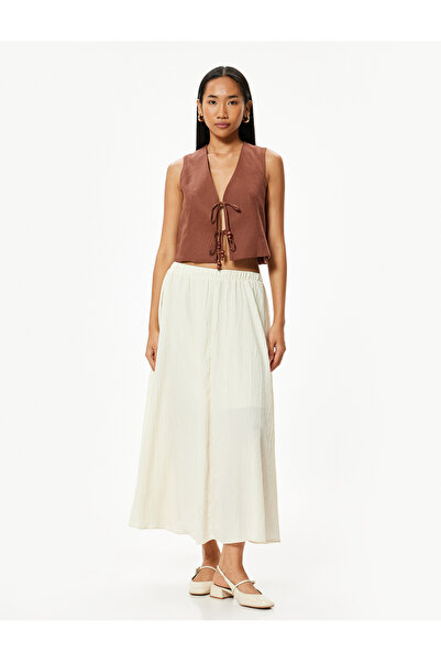 Koton Beige Women's Long Flary Skirt