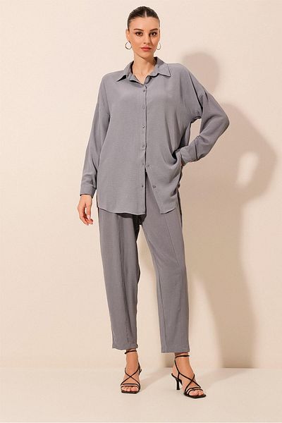Merterium Women's Oversize Double Suit Gray 1123