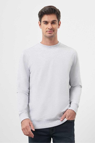 Morven Men's Gray Crew Neck Dynamic Fit Relaxed Cut Sweatshirt