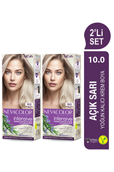 Neva Color INTENSIVE 2'Lİ SET 10.0 AÇIK SARI Kalıcı Krem Saç Boyası Seti