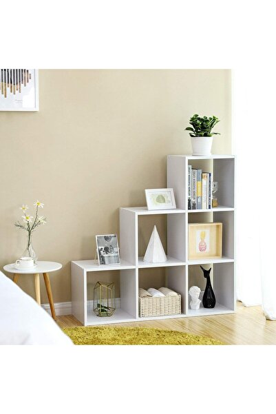 VASAGLE Biblioteca cu 6 compartimente, unitate de depozitare pentru decoratiuni, 29x98x98cm, alb