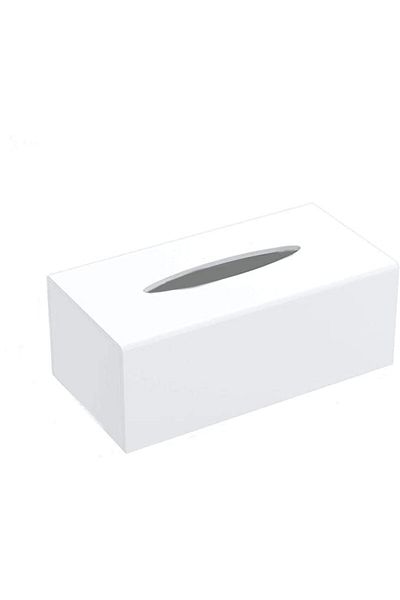 Lamsit Ibdaa Acrylic Tissue Box, Rectangle 25x13x9 cm, White, Mirror Finish