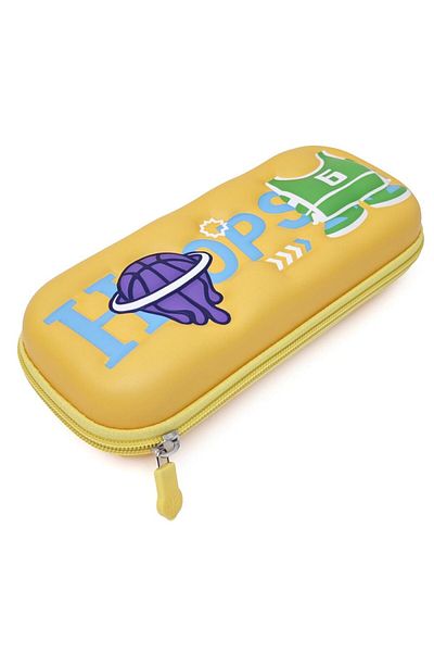 DNS Boys' pencil case, school bag, with 1 compartment 1 zipper, unequipped, 3D Hoops, yellow JS-6658