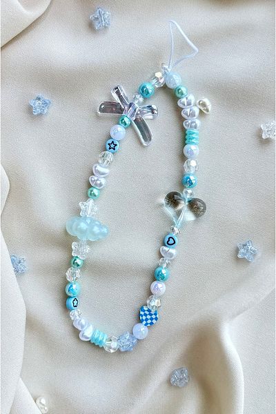MİRAZ TASARIM Bow/Heart/Cloud Beaded Phone Charmi Phone Rope