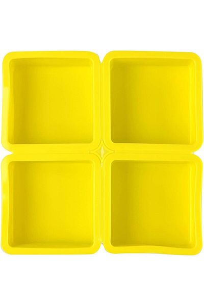 awwaline Set 4 silicone molds, awwaline, square, yellow, ideal for cupcakes, cakes, eggs, DIY projects, wax,