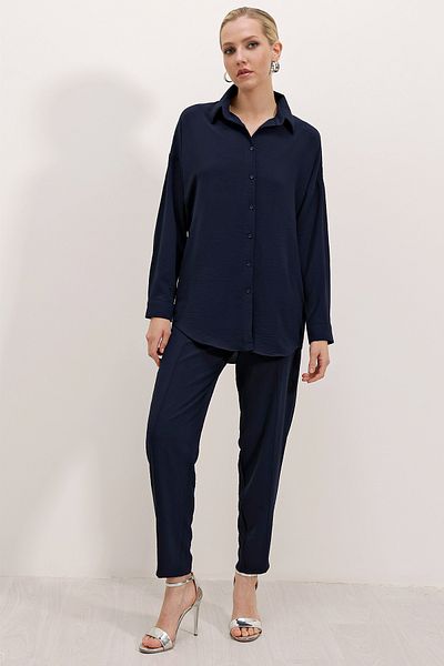Merterium Women's Oversize Double Suit Navy Blue 1123