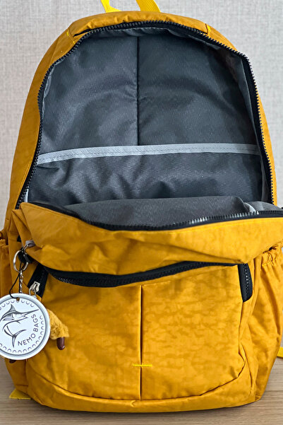 NEMO BAGS Sarı Unisex Büyük Boy Okul Çantası, Crinkle Kumaş, Laptop Seyahat Sırt Çantası, 24 LT, 45x30cm