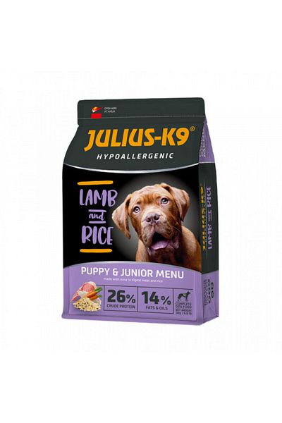 Julius K9 Julius K 9 Puppy - Hrană uscată premium, hipoalergenică - Miel și orez - 3 kg