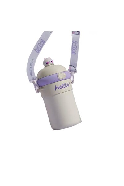 OEM Termos pentru copii pentru apă și suc, model iepure, violet, 500 ml cu pai