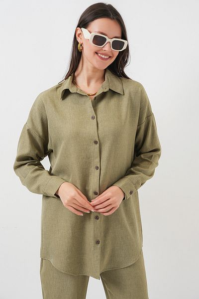 Merterium Women's Oversize Linen Double Suit Çağla 1092