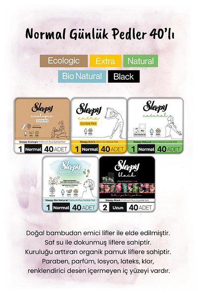 Sleepy Bio Natural and Extra Daily Pad Normal 40S and Rosie Gift