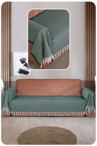LADYNİL Seat Cover 300X115 cm – Battal Size Sofa Bed Divan and Sofa Covering the Seat and Arms with Fringes