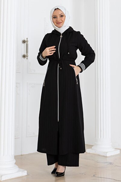 Missvalle Lace-Up Hooded Suit Black 19236