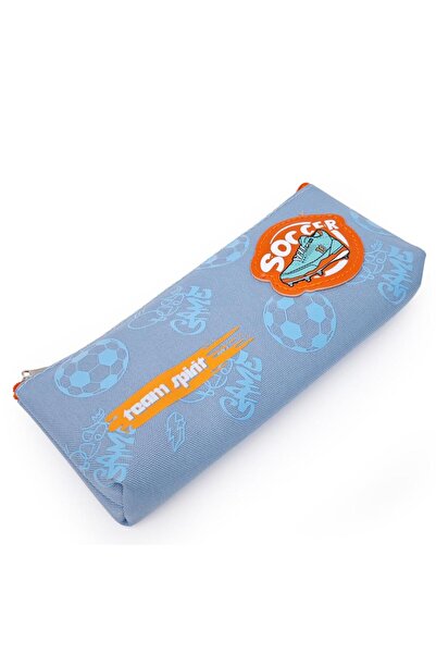 DNS Penar etui baieti pentru scoala, 1 fermoar, neechipat, Soccer, bleu JS-6685