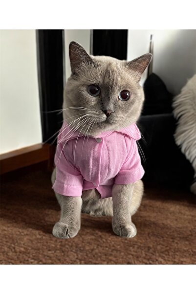 meowuf Pembe Müslin Kedi ve Köpek Gömleği Nefes Alan Kumaş Rahat ve Şık Evcil...
