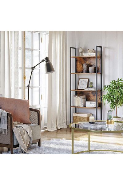 VASAGLE Biblioteca cu 5 rafturi de depozitare, cadru otel, stil industrial, 62x24x165cm, maro