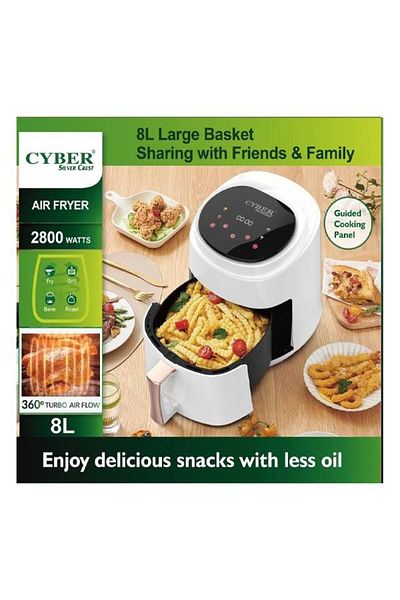 Cyber 8L Silver Crest Multifunctional Digital Touch Air Fryer 8L 2800W White