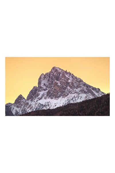 OEM Pictură pe pânză, „Vârfuri de munte sub cer auriu”, 100 x 100 cm