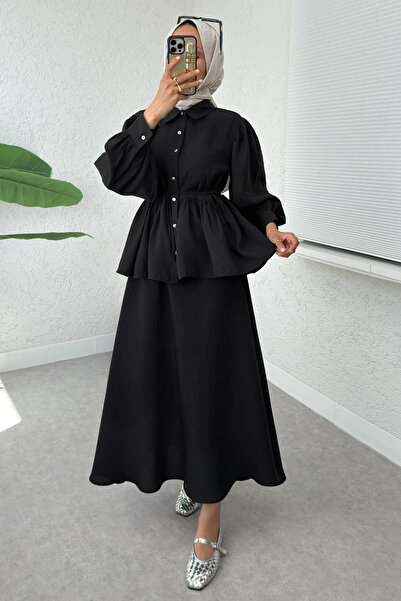 Salih Çelebi Modal Skirt Suit 2371 - Black