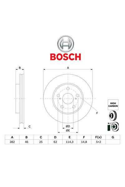 Bosch Toyota Corolla 2019> Ön Fren Disk Takımı (2 adet)